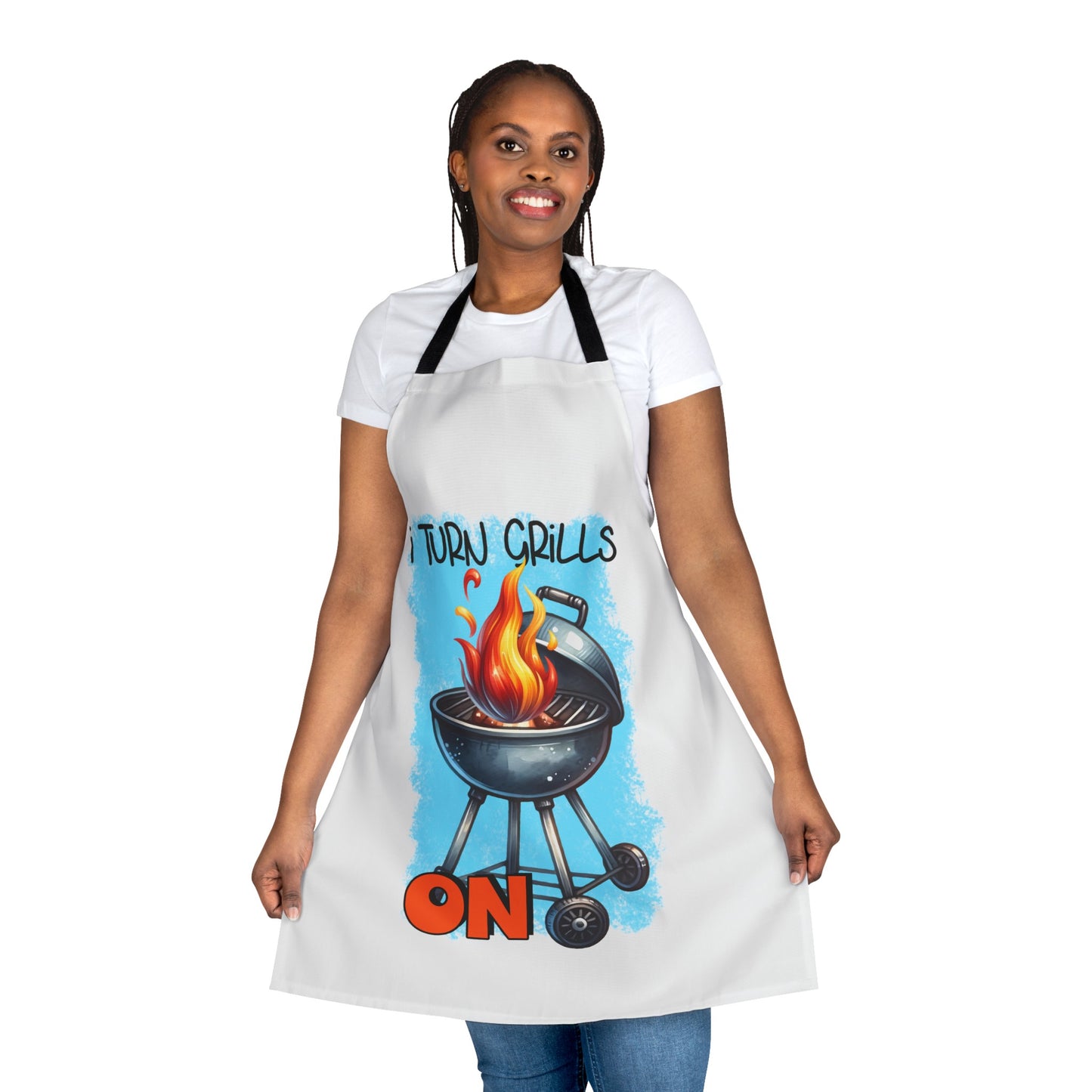 I Turn Grills On BBQ - Funny Apron, 5-Color Straps (AOP)