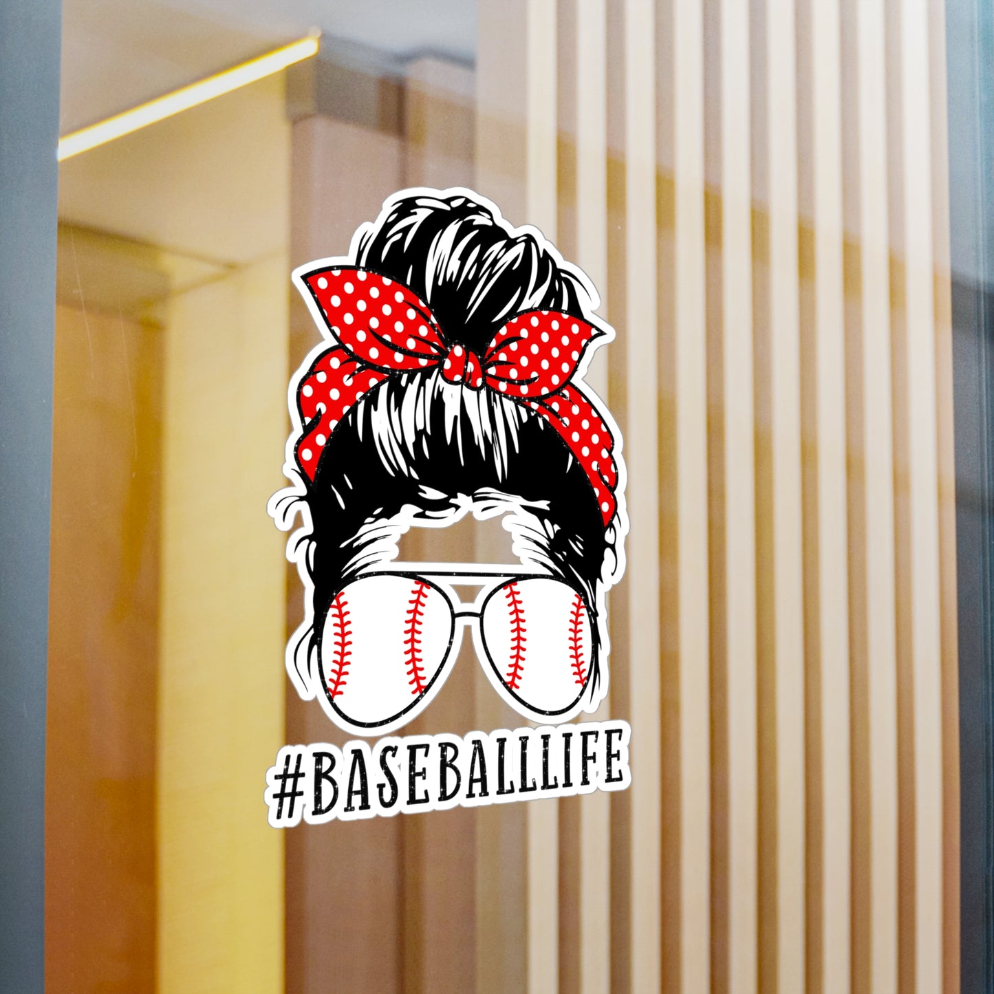 #BaseballLife Messy Bun Kiss-Cut Vinyl Decals