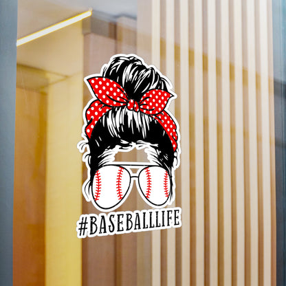 #BaseballLife Messy Bun Kiss-Cut Vinyl Decals