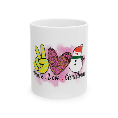 Peace Love Christmas Ceramic Mug, (11oz)