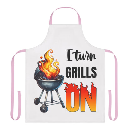 I Turn Grills On Apron, 5-Color Straps (AOP)