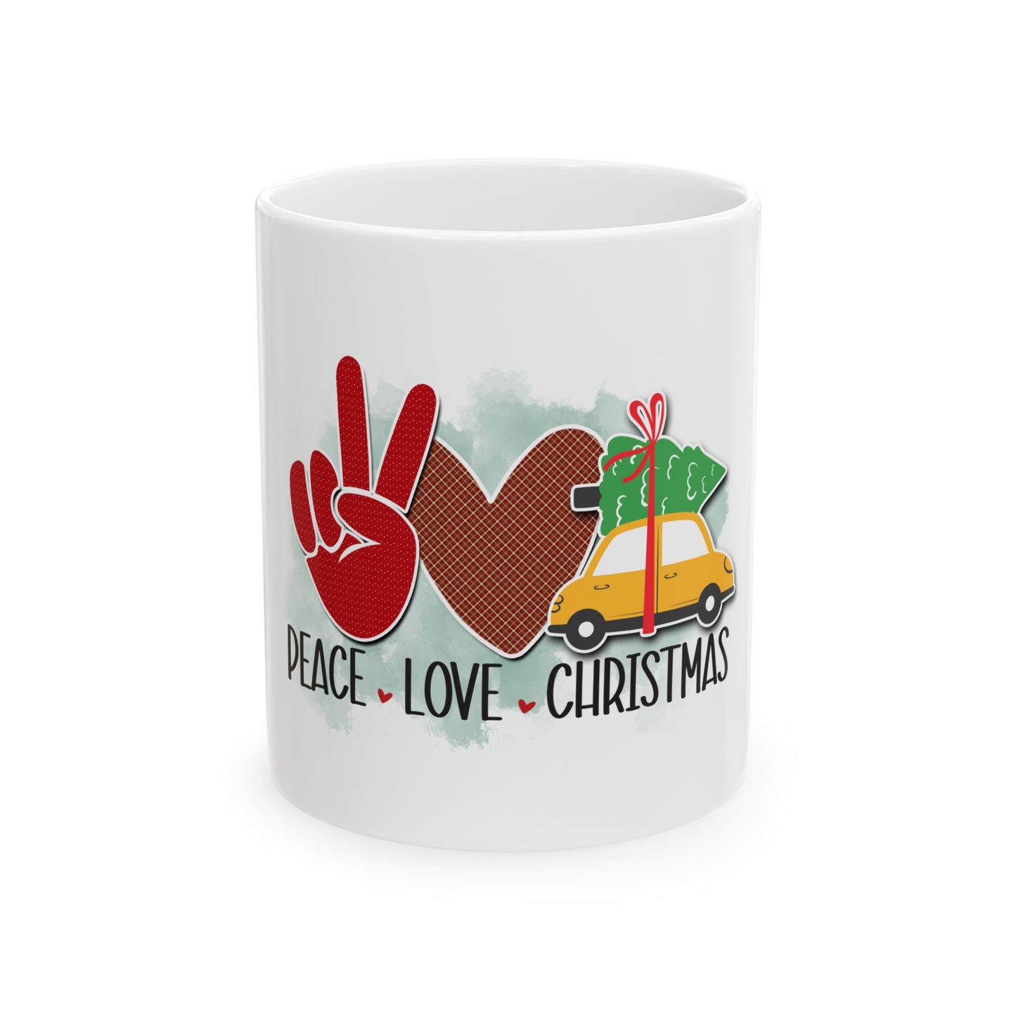 Peace Love Christmas Ceramic Mug, (11oz)