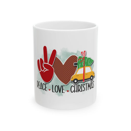 Peace Love Christmas Ceramic Mug, (11oz)