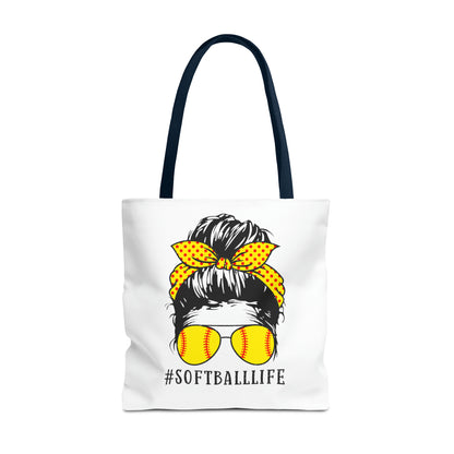 #SoftballLife Messy Bun Tote Bag (AOP)