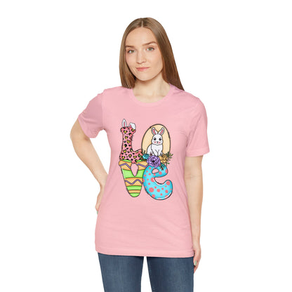 Easter Bunny Love Block Unisex Jersey Short Sleeve Tee - Variety of colors available