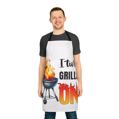 I Turn Grills On Apron, 5-Color Straps (AOP)