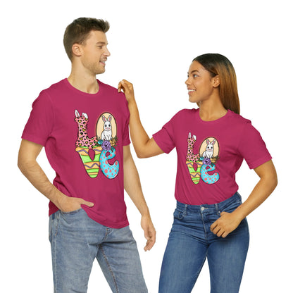 Easter Bunny Love Block Unisex Jersey Short Sleeve Tee - Variety of colors available