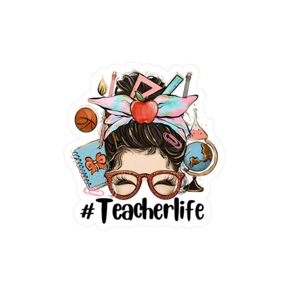 #TeacherLife Messy Bun Kiss-Cut Vinyl Decal