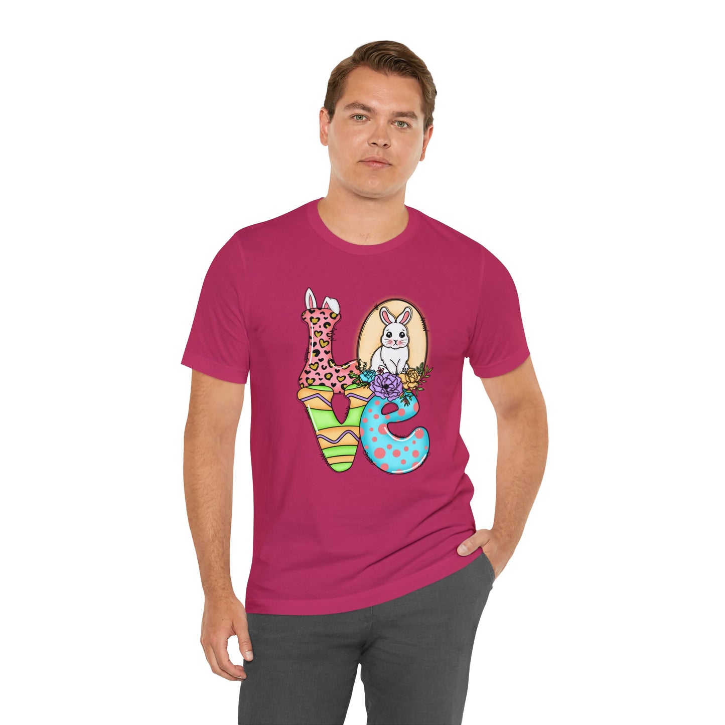 Easter Bunny Love Block Unisex Jersey Short Sleeve Tee - Variety of colors available