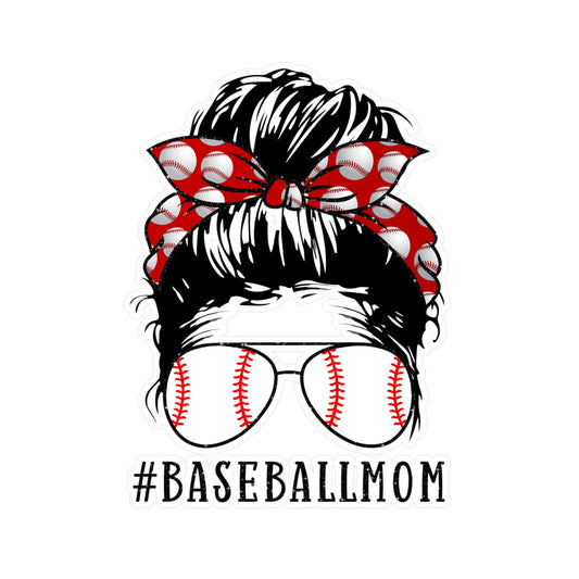 #BaseballMom Messy Bun Kiss-Cut Vinyl Decals