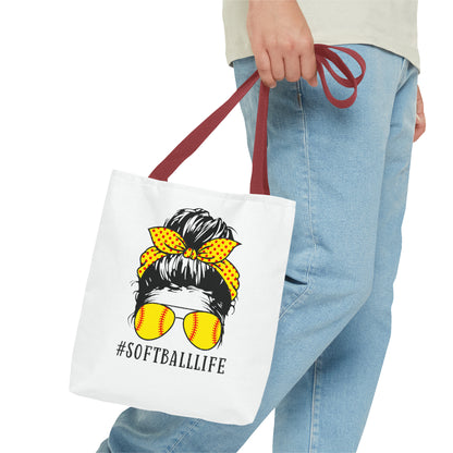 #SoftballLife Messy Bun Tote Bag (AOP)