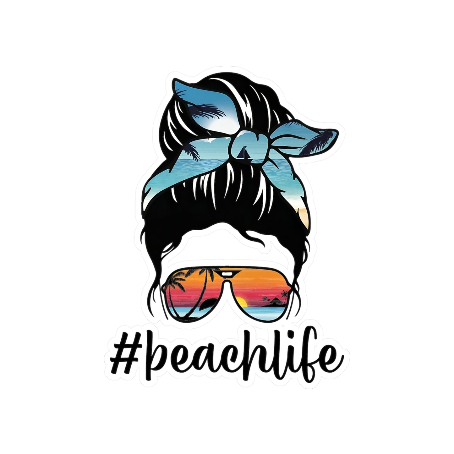 #BeachLife Messy Bun Kiss-Cut Vinyl Decals