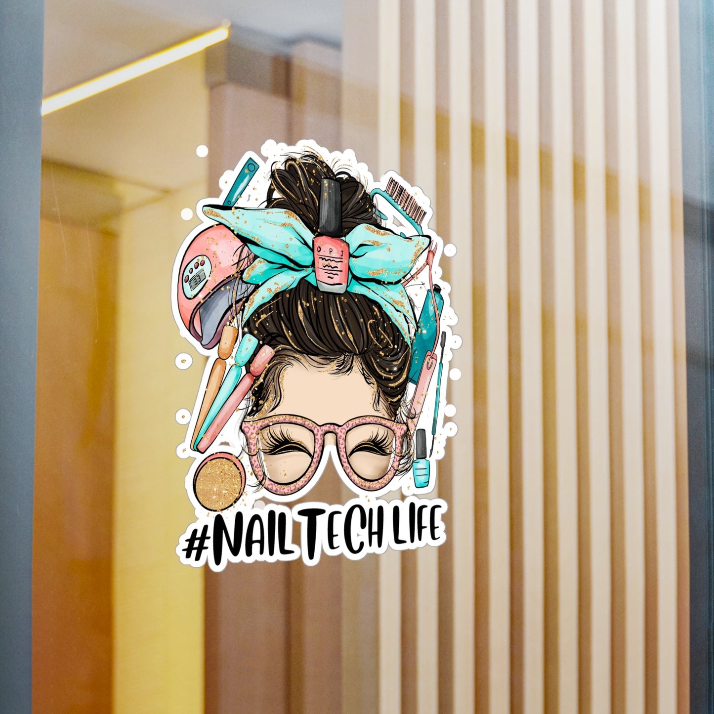 #NailTechLife Messy Bun Kiss-Cut Vinyl Decal