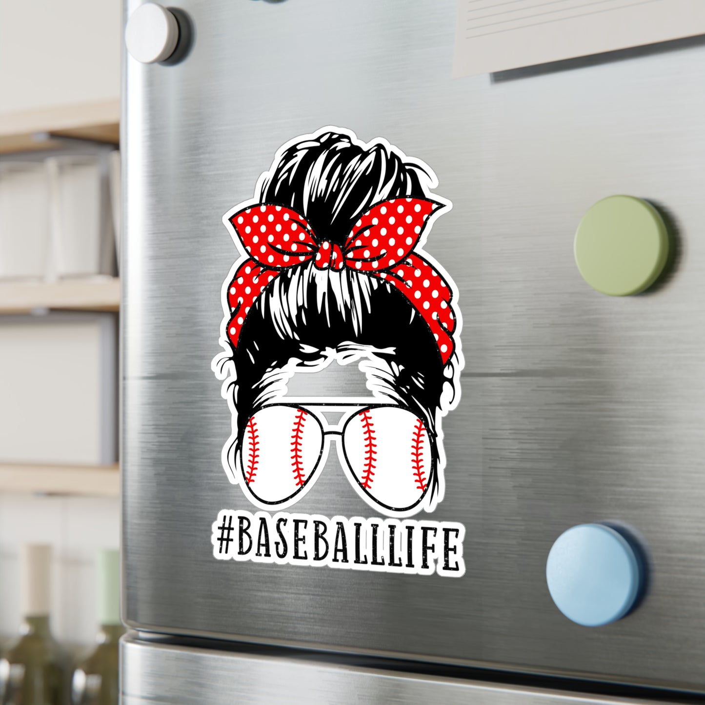 #BaseballLife Messy Bun Kiss-Cut Vinyl Decals