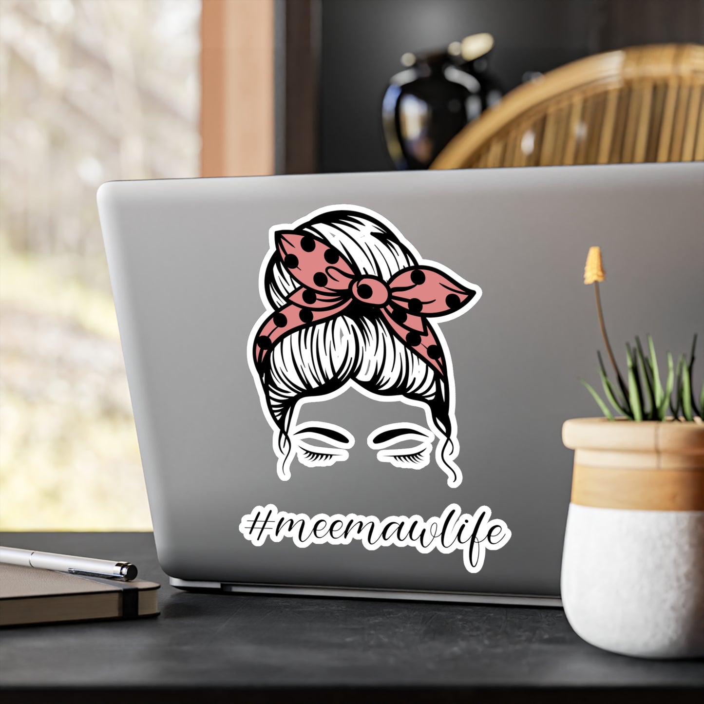 #MeemawLife Messy Bun Kiss-Cut Vinyl Decals