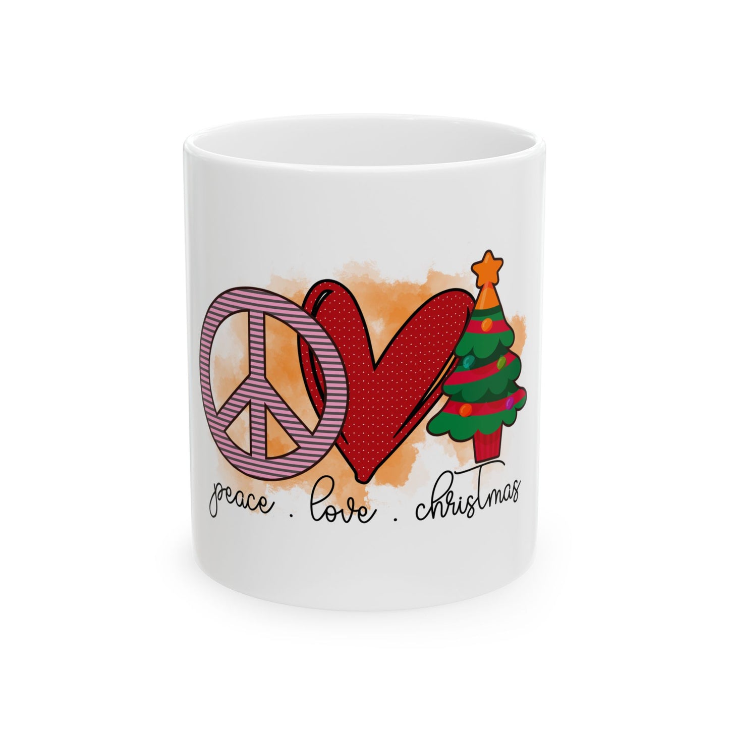 Peace Love Christmas Ceramic Mug, (11oz)