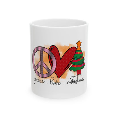 Peace Love Christmas Ceramic Mug, (11oz)