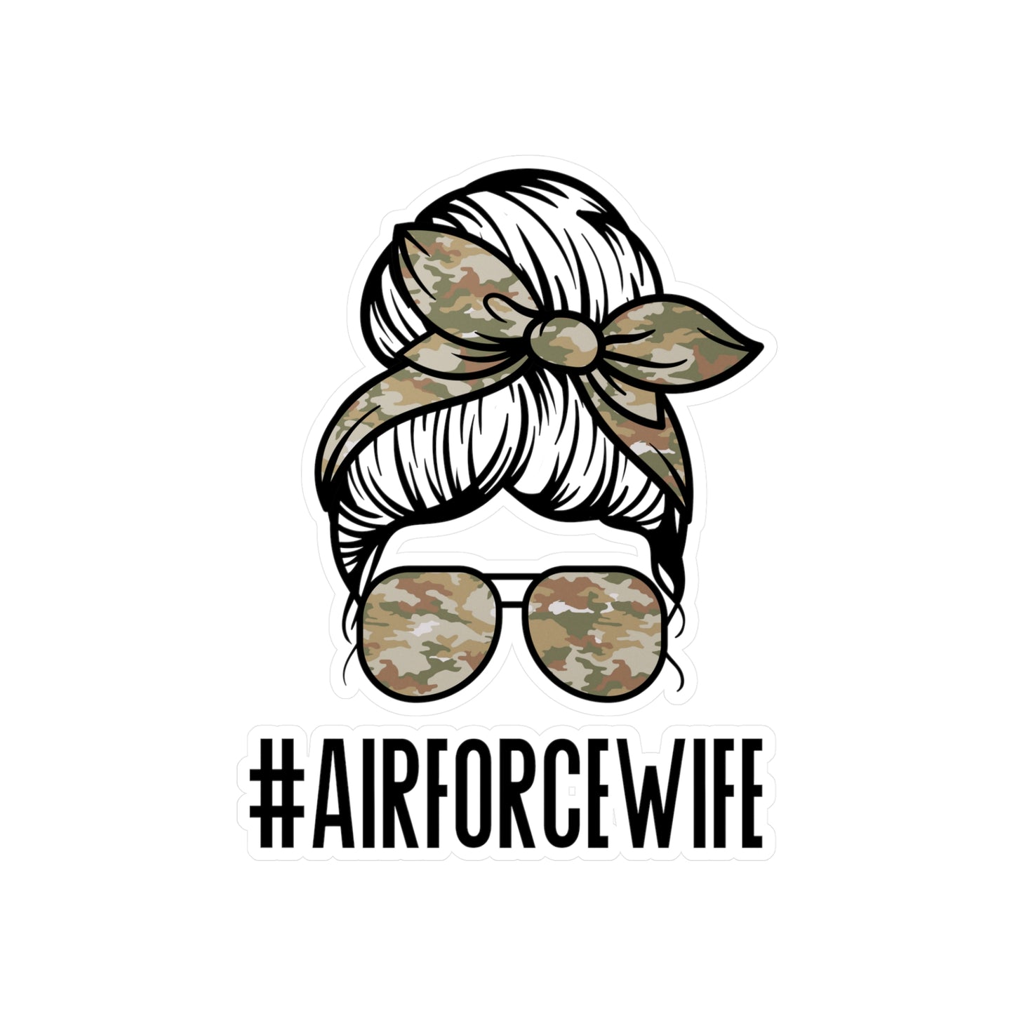 #AirForceWife Messy Bun Kiss-Cut Vinyl Decals