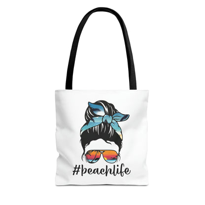 #BeachLife Messy Bun Tote Bag (AOP)