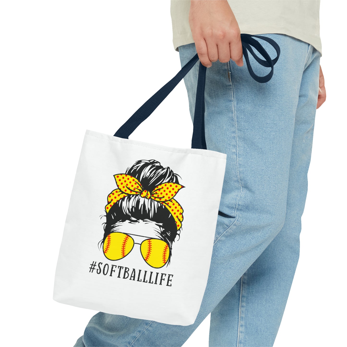 #SoftballLife Messy Bun Tote Bag (AOP)