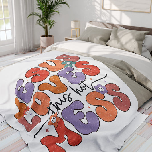 Jesus Loves this Hot Mess Arctic Fleece Blanket