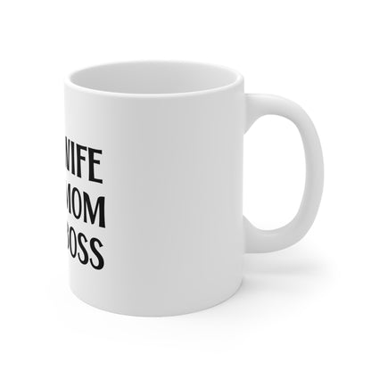 Wife Mom Boss Messy Bun Ceramic Mug 11oz