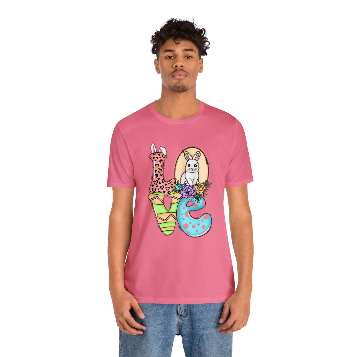 Easter Bunny Love Block Unisex Jersey Short Sleeve Tee - Variety of colors available