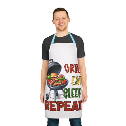 Grill Eat Sleep Repeat Apron, 5-Color Straps (AOP)