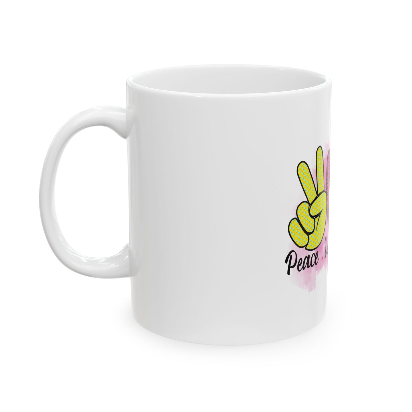 Peace Love Christmas Ceramic Mug, (11oz)