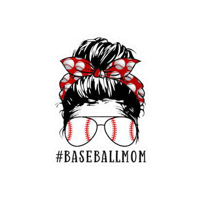 #BaseballMom Messy Bun Kiss-Cut Vinyl Decals