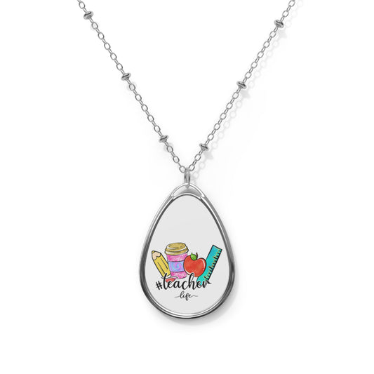 Teacher Life Oval Necklace