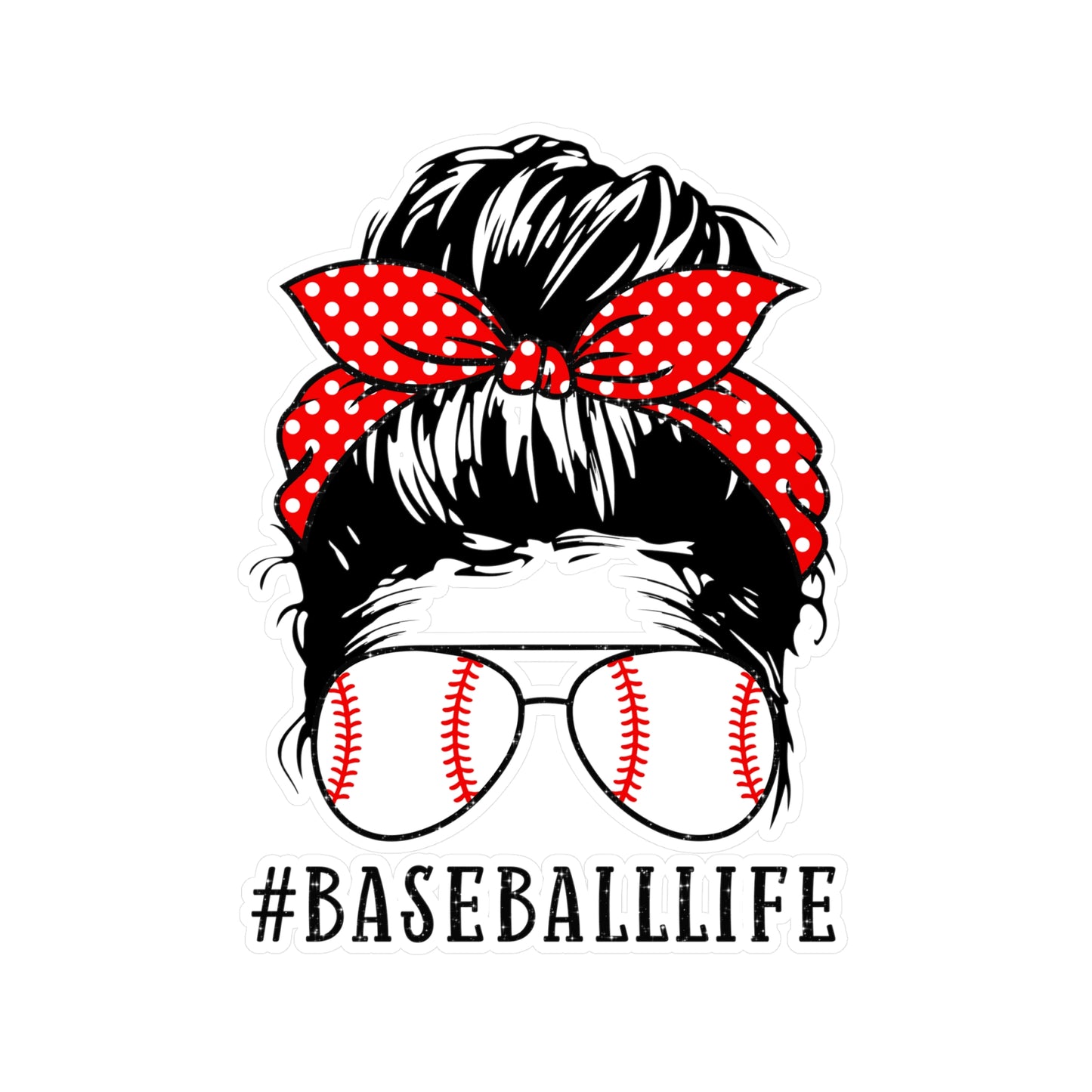 #BaseballLife Messy Bun Kiss-Cut Vinyl Decals