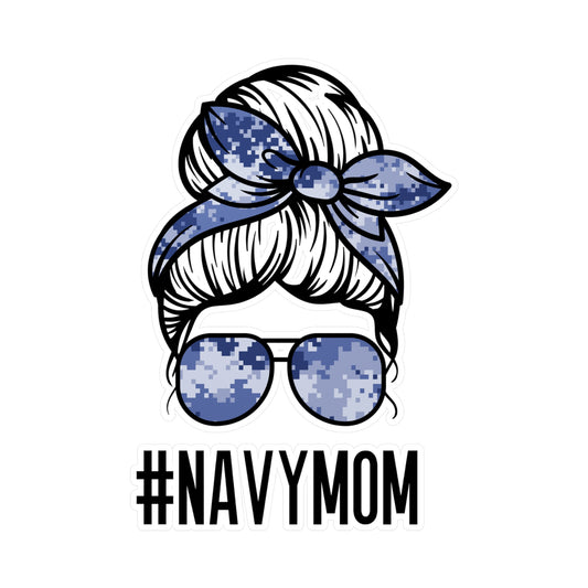 #NavyMom Messy Bun Kiss-Cut Vinyl Decals