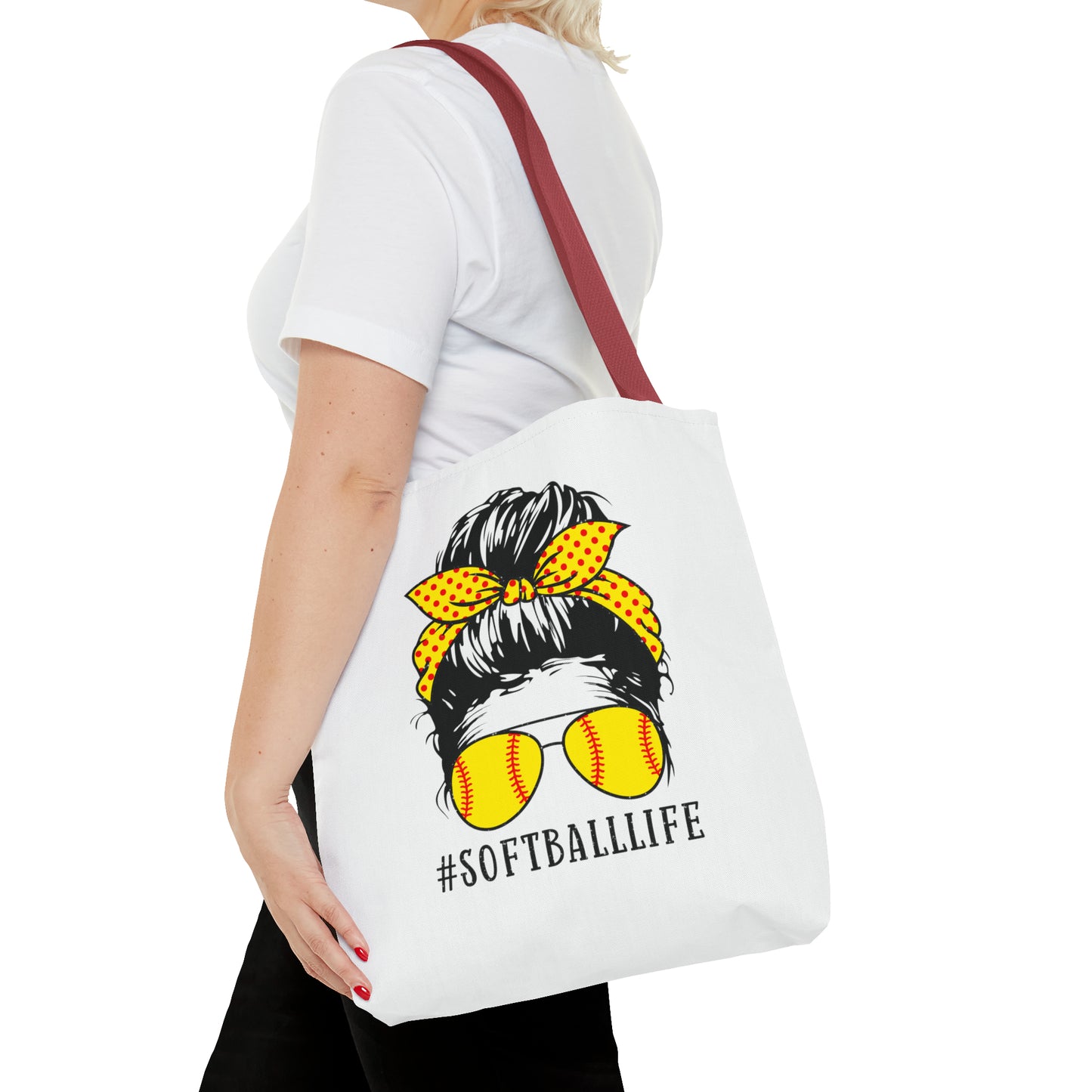 #SoftballLife Messy Bun Tote Bag (AOP)