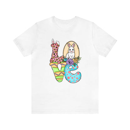 Easter Bunny Love Block Unisex Jersey Short Sleeve Tee - Variety of colors available