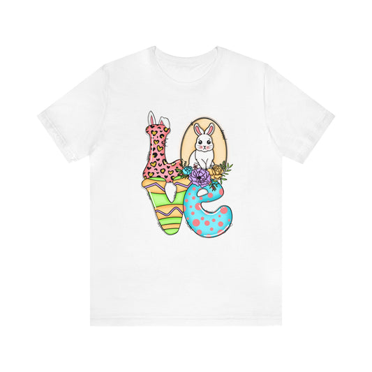 Easter Bunny Love Block Unisex Jersey Short Sleeve Tee - Variety of colors available