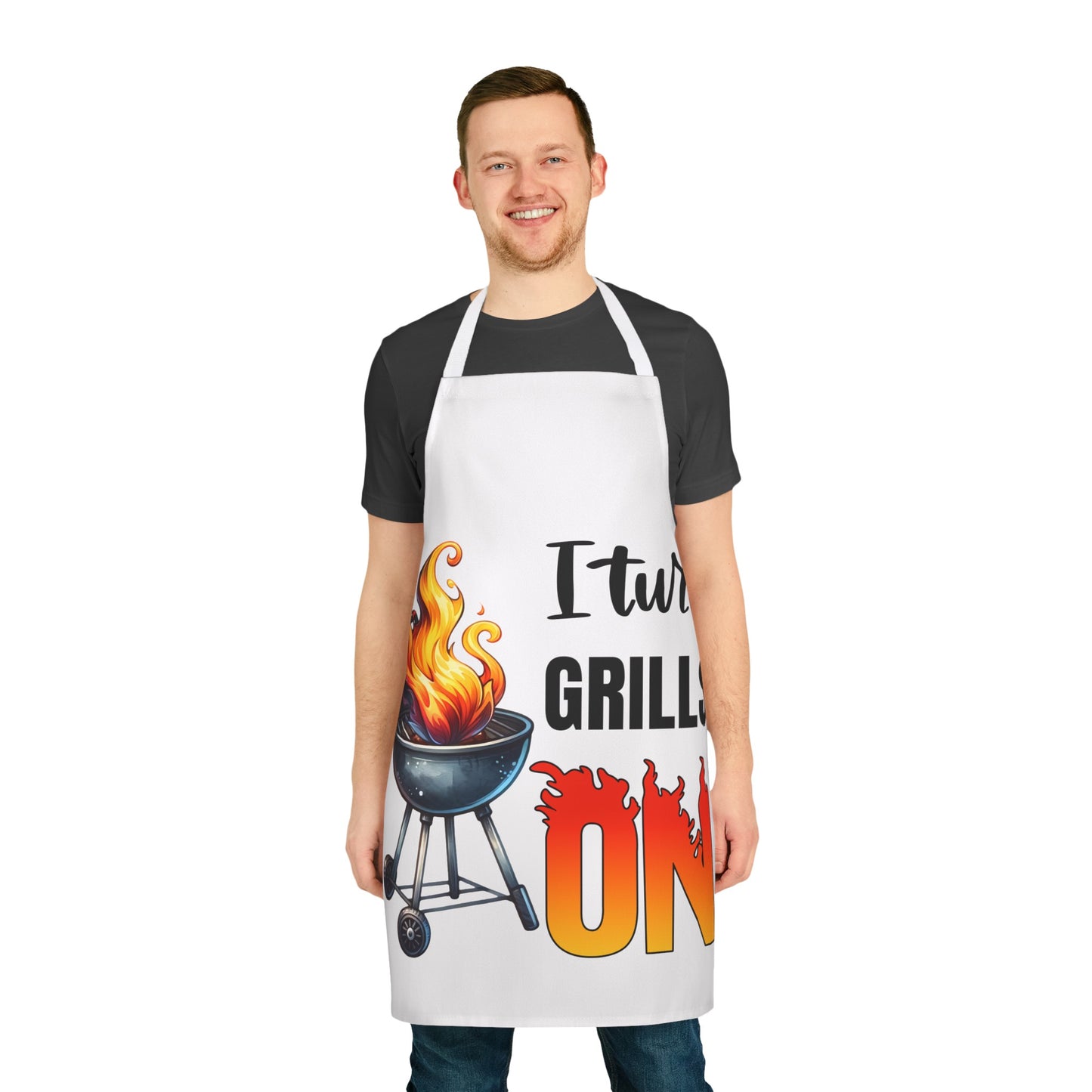 I Turn Grills On Apron, 5-Color Straps (AOP)