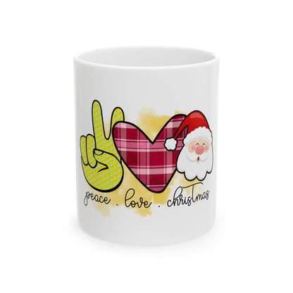 Peace Love Christmas Ceramic Mug, (11oz)