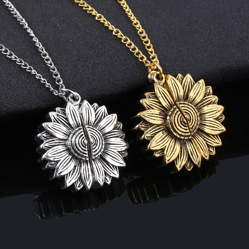 New European And American Sunflower Necklace Pendant