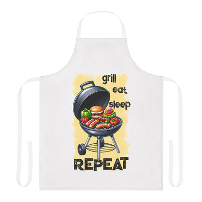 Grill Eat Sleep Repeat - Apron, 5-Color Straps (AOP)