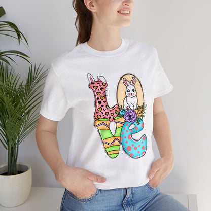 Easter Bunny Love Block Unisex Jersey Short Sleeve Tee - Variety of colors available