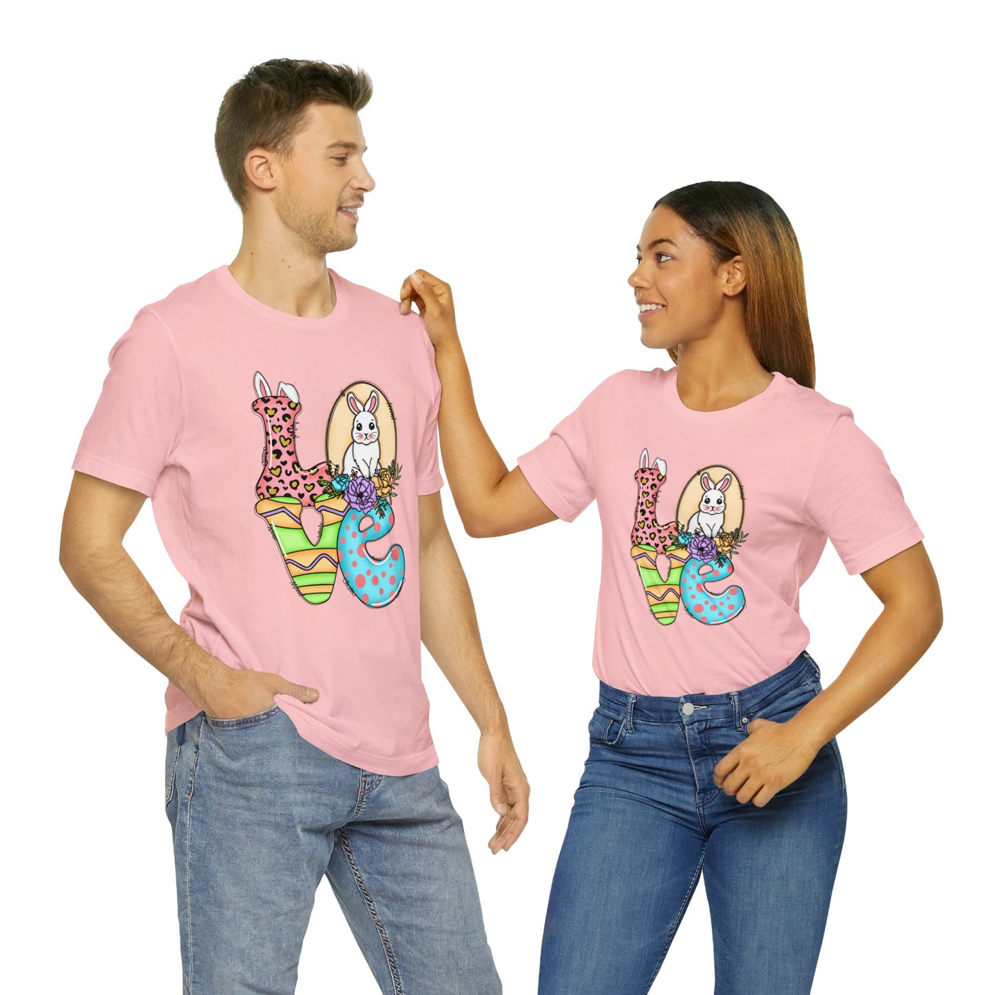 Easter Bunny Love Block Unisex Jersey Short Sleeve Tee - Variety of colors available