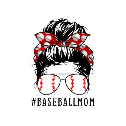 #BaseballMom Messy Bun Kiss-Cut Vinyl Decals