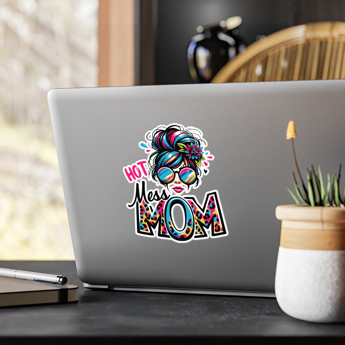 Hot Mess Mon Messy Bun Kiss-Cut Vinyl Decal