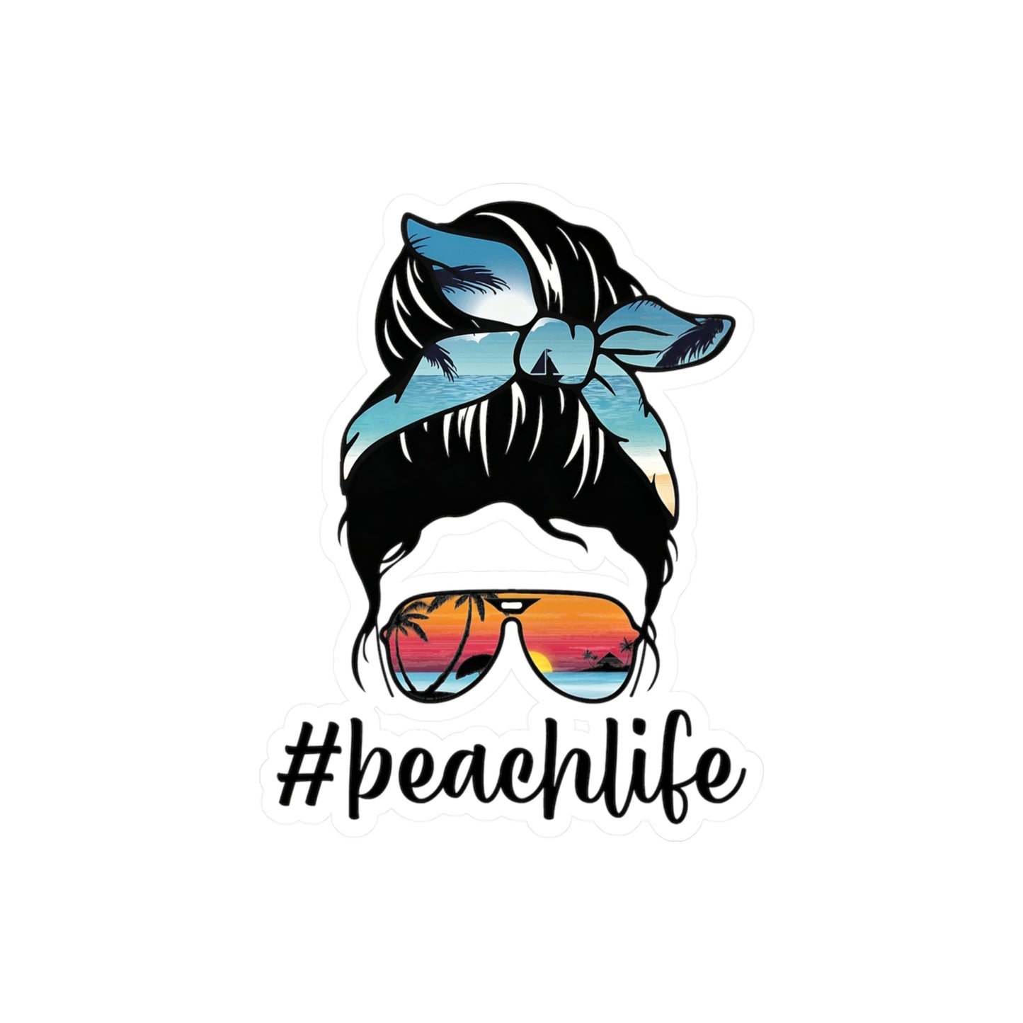 #BeachLife Messy Bun Kiss-Cut Vinyl Decals