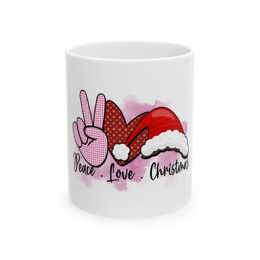 Peace Love Christmas Ceramic Mug, (11oz)