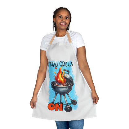 I Turn Grills On BBQ - Funny Apron, 5-Color Straps (AOP)