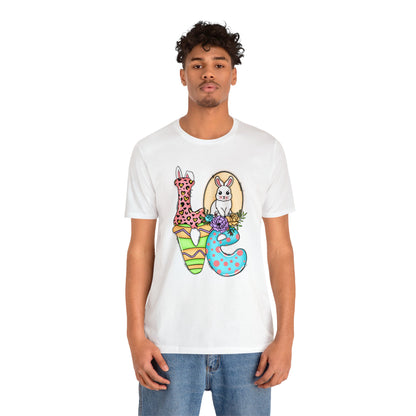 Easter Bunny Love Block Unisex Jersey Short Sleeve Tee - Variety of colors available