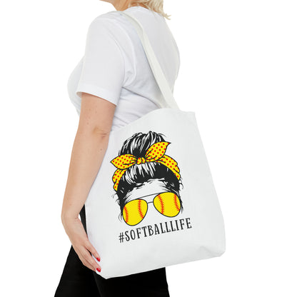 #SoftballLife Messy Bun Tote Bag (AOP)