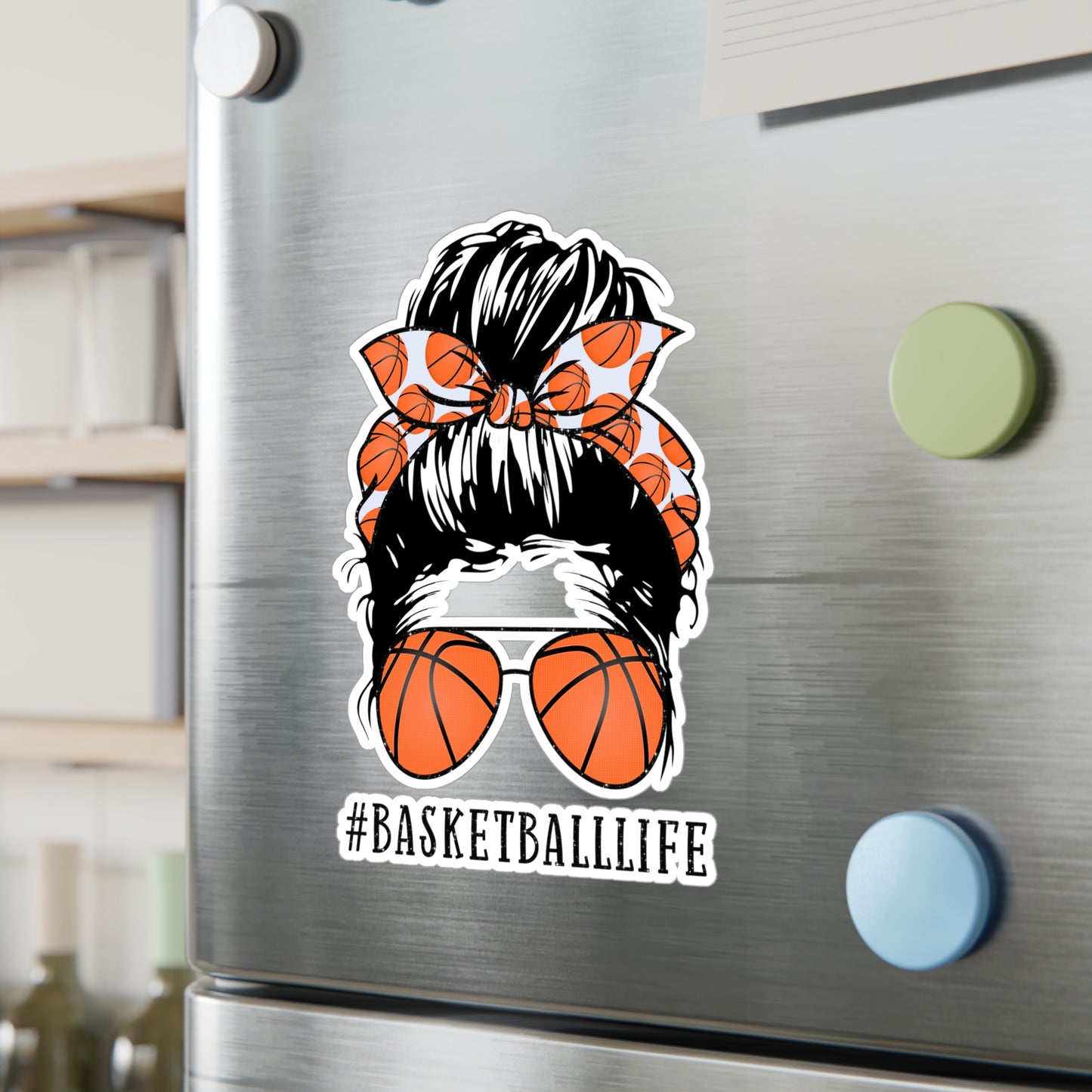 #BasketballLife Messy Bun Kiss-Cut Vinyl Decals